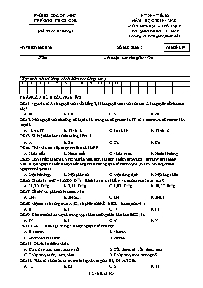 Đề kiểm tra định kỳ tiết 16 môn Hóa học Lớp 8 - Mã đề 024 - Năm học 2019-2020 - Trường THCS CDE